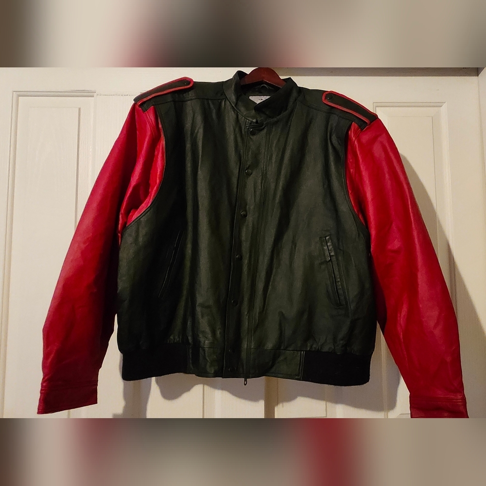 Men's JRStonw Red & Black Leather Jacket Size XXXL